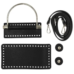 Kit for bag with silver metal handle, complete with shoulder strap, base and magnetic closure - K013 Mas 2