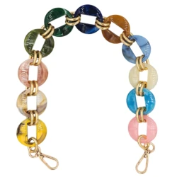 Polished resin chain with large marble-effect round links, ideal as a bag handle
