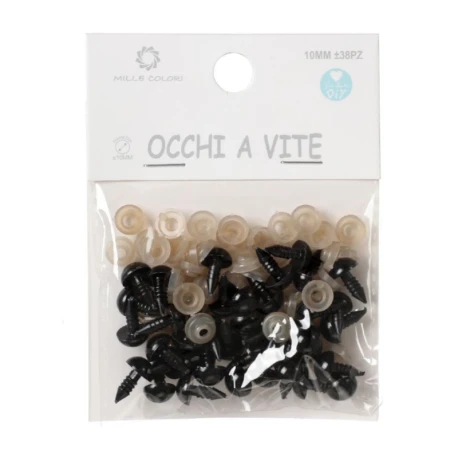 Occhietti neri di sicurezza per pupazzi e amigurumi - 10 mm diametro