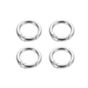 Small round opening snap hook with spring safety Ø 2.3cm - 4 Pieces silver