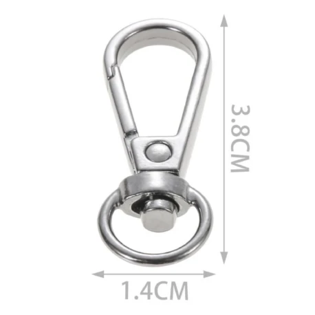 Gancio moschettone a molla lunghezza 38mm passante tondo 14mm