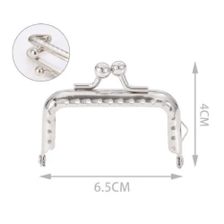 Chiusura per borsellino clic clac rettangolare petit mini 6,5cm in metallo con tondini 2