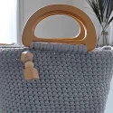 Manici per borse a semicerchio con fessura in legno naturale 17cm