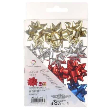 38 mm adhesive rosettes for decorating parcels and packages 12 assorted pieces