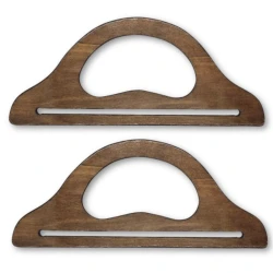Slotted bag handles made of light natural wood 26.5 cm