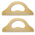Slotted bag handles made of light natural wood 26.5 cm
