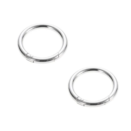 Round opening snap hooks with spring safety Ø 3.3cm silver - 2 Pieces