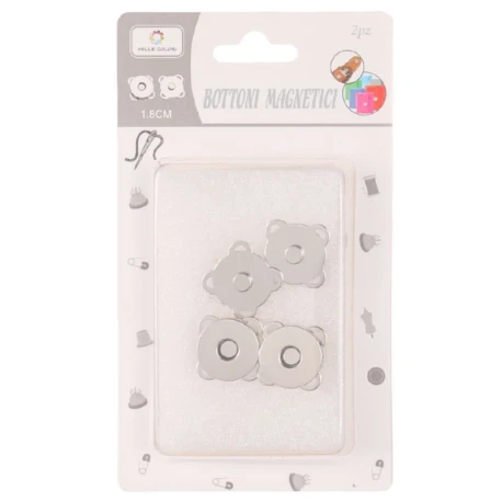 Magnetic sewing clasp 18mm - Packet 2 Pieces silver