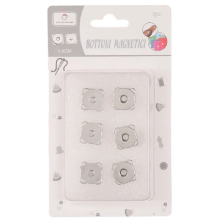 Magnetic sewing clasp 14mm - Pack 3 Pieces silver