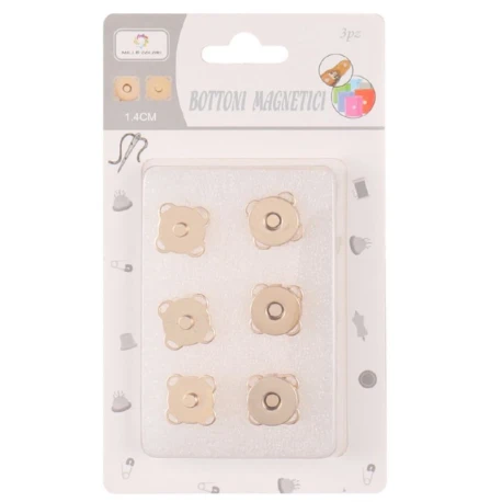 Chiusura magnetica da cucire 14mm - Confezione 3 Pezzi oro