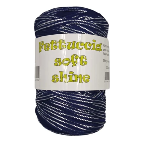 Fettuccia in Lycra Soft Shine Glitter senza imperfezioni per borse all'uncinetto rocca da 400gr - blu argento PL7000 Mas