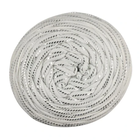 Fettuccia in Lycra Soft Shine Glitter senza imperfezioni per borse all'uncinetto rocca da 400gr - bianco argento PL7000 Mas