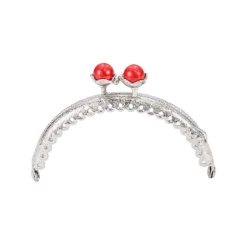 Chiusura clic clac ball con perle colorate rosso effetto madreperla