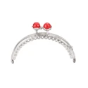 Chiusura clic clac ball con perle colorate rosso effetto madreperla