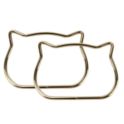 Cat handles for bags in gold metal 11 cm - 2 pieces