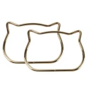 Cat handles for bags in gold metal 11 cm - 2 pieces