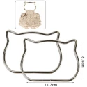 Cat handles for bags in silver metal 11 cm - 2 pieces