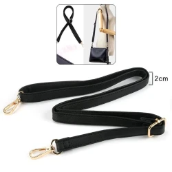 Tracolla regolabile per borse in eco pelle nera con fibbia e moschettoni dorati 140cm 2