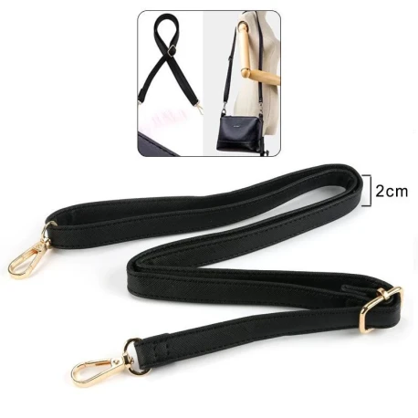 Adjustable shoulder strap for faux leather bags with gold buckle and snap hooks 140cm