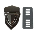Metal satchel clasp for handmade bags also called button closure in gunmetal grey colour