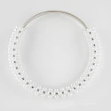 Manico tondo con perle e anima in metallo argento ideale per borse e pochette