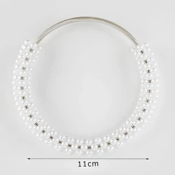 Manico tondo con perle e anima in metallo argento ideale per borse e pochette 2