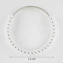 Manico tondo con perle bianche e anima in metallo argento ideale per borse e pochette