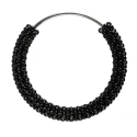 Manico tondo con perle nere e anima in metallo argento ideale per borse e pochette