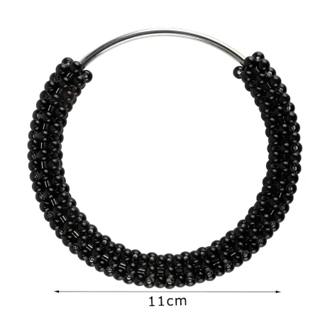 Round handle with black pearls and silver metal core ideal for bags and clutches