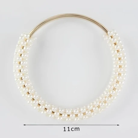 Round handle with cream pearls and gold metal core ideal for bags and clutches