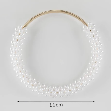 Manico tondo con perle bianche e anima in metallo oro ideale per borse e pochette