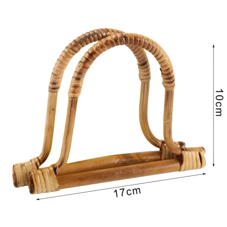 Wicker and natural wood arch handles for handmade crochet bags