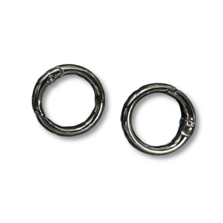 Moschettoni tondi apribili con sicura a molla Ø 2,6cm - 2 Pezzi  colore grigio canna di fucile