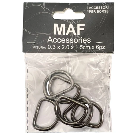 Fibbia a mezzaluna 20mm anello semicircolare a D - 6 pezzi colore grigio canna di fucile
