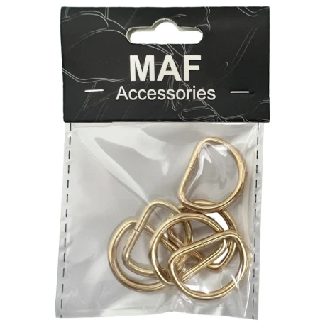 Fibbia a mezzaluna 20mm anello semicircolare a D - 6 pezzi colore oro