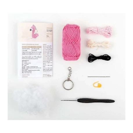 Kit Flo il fenicottero Set per realizzare un amigurumi portachiavi