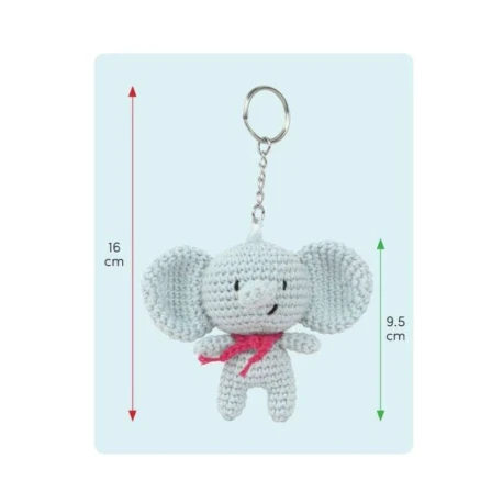 Kit Eli l'elefante Set per realizzare un amigurumi portachiavi