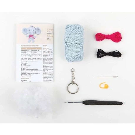 Eli the elephant Set for making an amigurumi key ring