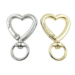Heart-shaped silver metal snap hooks, elegance and functionality for bags and accessories