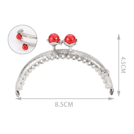 Chiusura clic clac ball con perle colorate rosso effetto madreperla