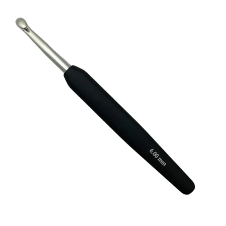 Knit Pro 6 crochet hook in aluminium with ergonomic soft handle