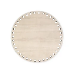 Round wooden basket base 20cm with holes - natural wood