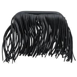 Spring closure with faux leather fringe cover