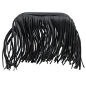 Chiusura a molla con frange in ecopelle nera per clutch