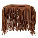 Chiusura a molla con frange in ecopelle marrone per clutch