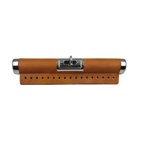20cm tan faux leather tubular closure with silver clasp