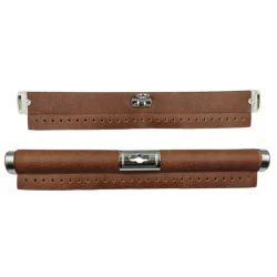 30cm tan faux leather tubular closure with silver clasp