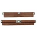 30cm tan faux leather tubular closure with silver clasp