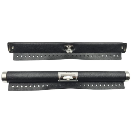 30cm tan faux leather tubular closure with silver clasp