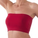 Strapless bandeau bra top in seamless microfibre red